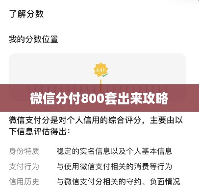 微信分付800套出来攻略