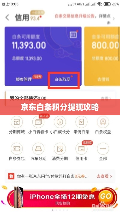 京东白条积分提现攻略