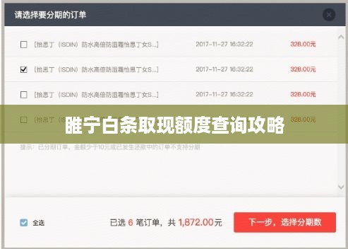 睢宁白条取现额度查询攻略