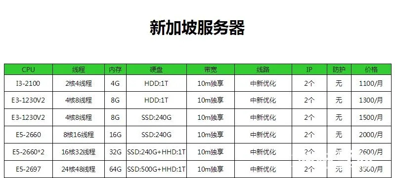 新加坡服务器租赁服务概览