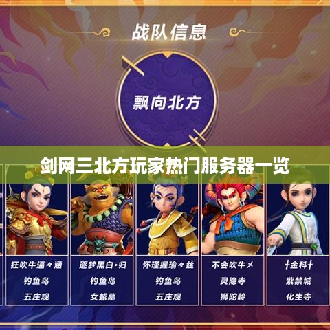 剑网三北方玩家热门服务器一览