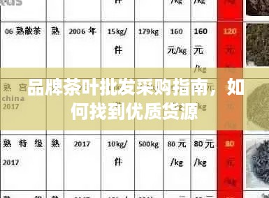 品牌茶叶批发采购指南，如何找到优质货源