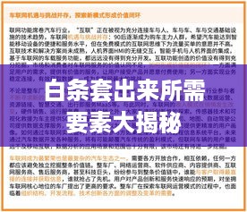 白条套出来所需要素大揭秘
