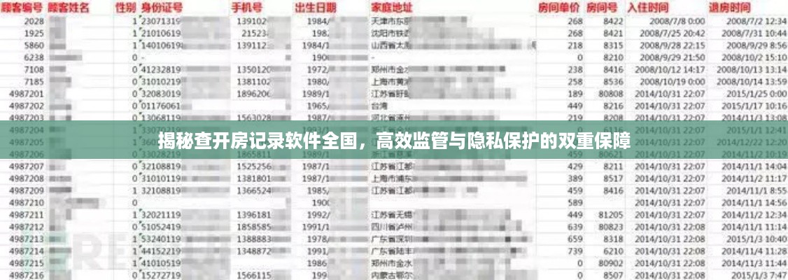 揭秘查开房记录软件全国，高效监管与隐私保护的双重保障
