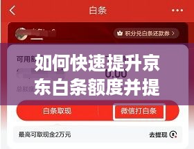如何快速提升京东白条额度并提现资金