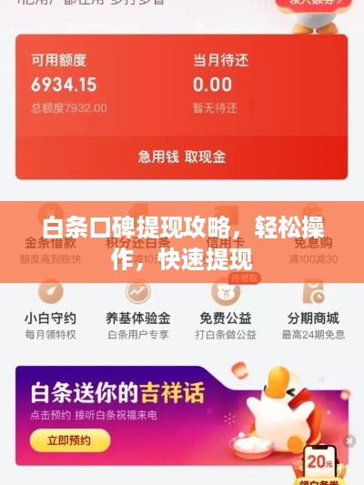 白条口碑提现攻略，轻松操作，快速提现