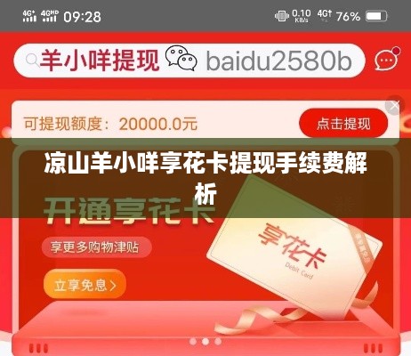 凉山羊小咩享花卡提现手续费解析