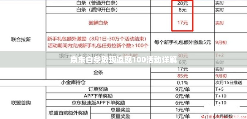 京东白条取现返现100活动详解