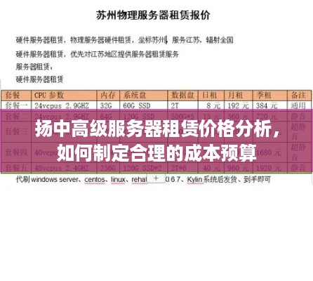 扬中高级服务器租赁价格分析，如何制定合理的成本预算
