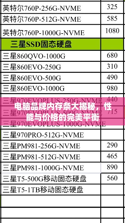 电脑品牌内存条大揭秘，性能与价格的完美平衡