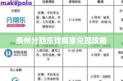 泰州分期乐找商家兑现攻略