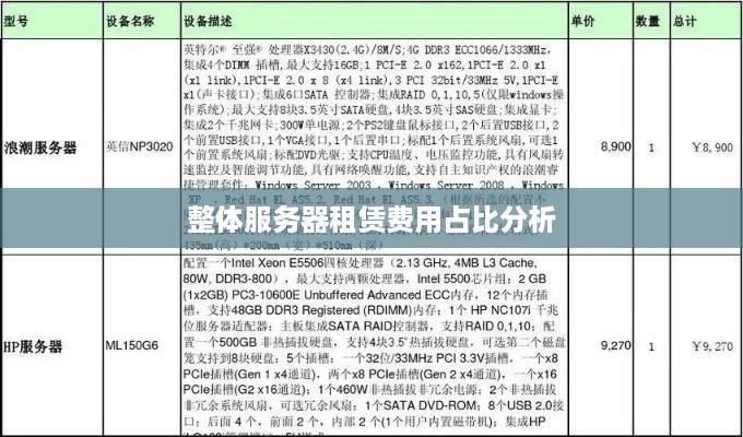 整体服务器租赁费用占比分析