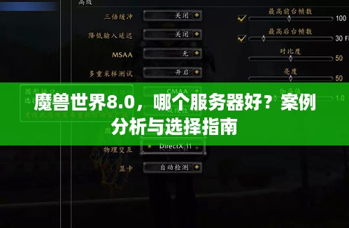 魔兽世界8.0，哪个服务器好？案例分析与选择指南