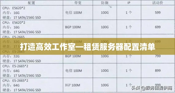 打造高效工作室—租赁服务器配置清单