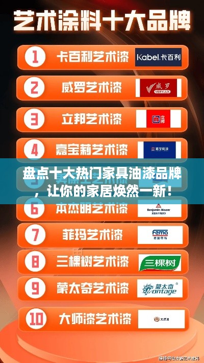 盘点十大热门家具油漆品牌，让你的家居焕然一新！