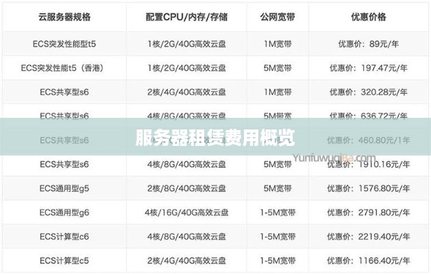 服务器租赁费用概览