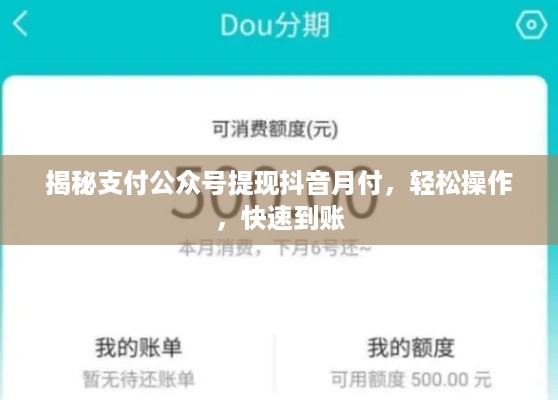 揭秘支付公众号提现抖音月付，轻松操作，快速到账
