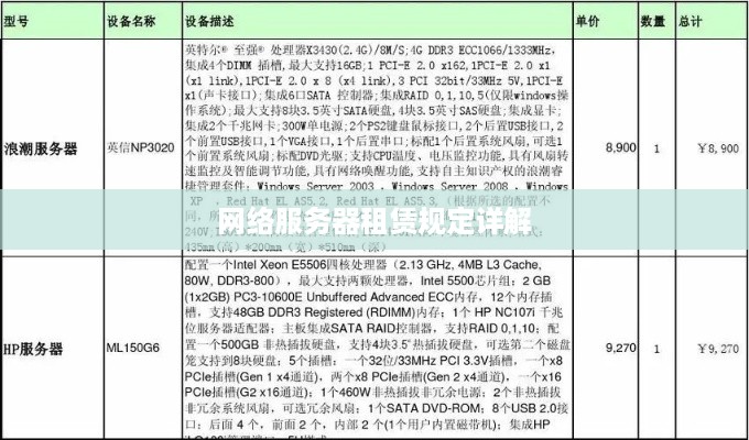 网络服务器租赁规定详解