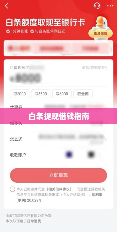 白条提现借钱指南