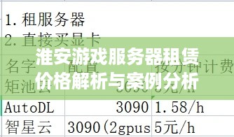 淮安游戏服务器租赁价格解析与案例分析