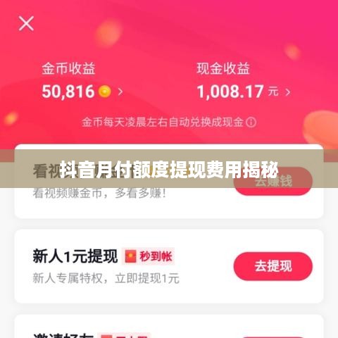 抖音月付额度提现费用揭秘