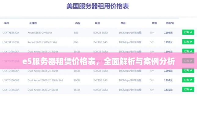 e5服务器租赁价格表，全面解析与案例分析