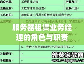 服务器租赁业务经理的角色与职责