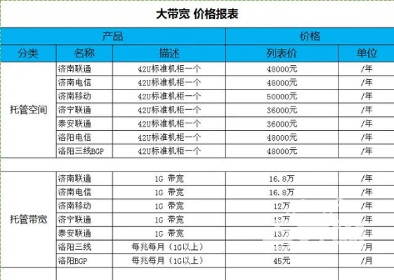 泰安服务器租赁价格表一览