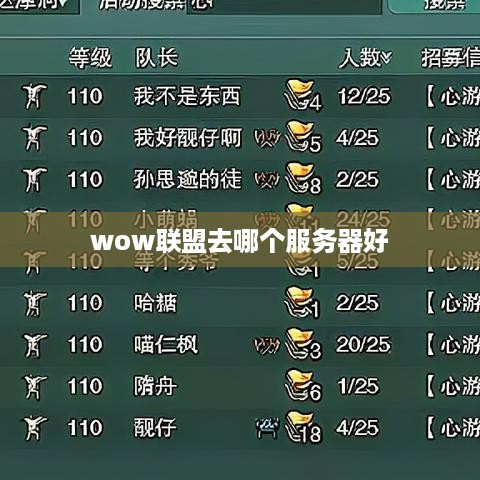 wow联盟去哪个服务器好