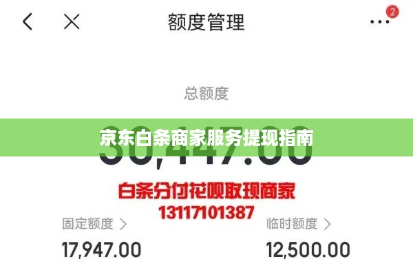 京东白条商家服务提现指南