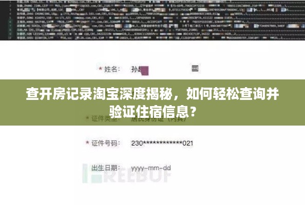 查开房记录淘宝深度揭秘，如何轻松查询并验证住宿信息？