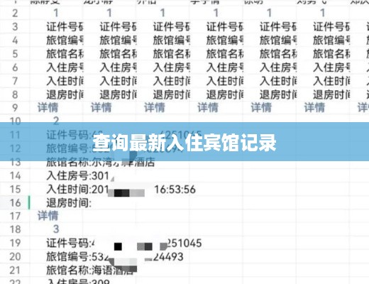 查询最新入住宾馆记录