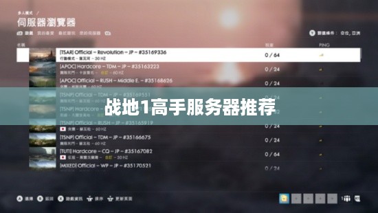 战地1高手服务器推荐