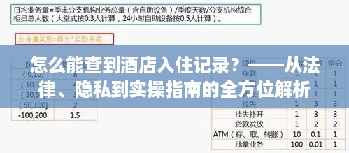 怎么能查到酒店入住记录?——从法律、隐私到实操指南的全方位解析 怎么能查到酒店入住记录?——从法律、隐私到实操指南的全方位解析