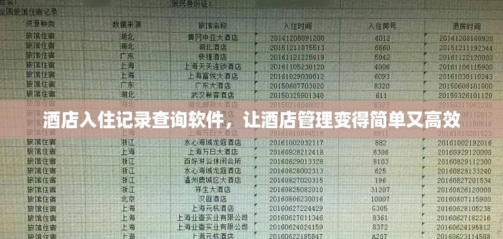 酒店入住记录查询软件,让酒店管理变得简单又高效 酒店入住记录查询软件,让酒店管理变得简单又高效