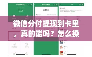 微信分付提现到卡里,真的能吗?怎么操作?看完这篇你就懂了! 微信分付提现到卡里,真的能吗?怎么操作?看完这篇你就懂了!