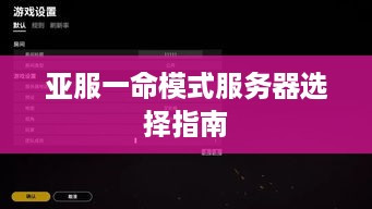 亚服一命模式服务器选择指南