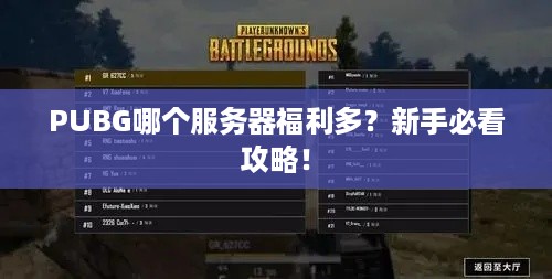 PUBG哪个服务器福利多?新手必看攻略! PUBG哪个服务器福利多?新手必看攻略!