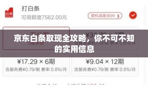 京东白条取现全攻略,你不可不知的实用信息 京东白条取现全攻略,你不可不知的实用信息