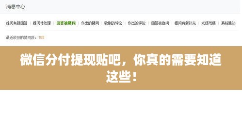 微信分付提现贴吧,你真的需要知道这些! 微信分付提现贴吧,你真的需要知道这些!