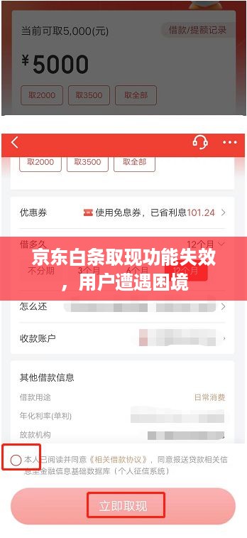 京东白条取现功能失效,用户遭遇困境 京东白条取现功能失效,用户遭遇困境