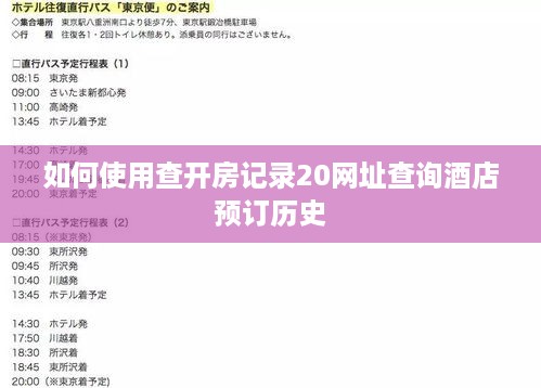 如何使用查开房记录20网址查询酒店预订历史 如何使用查开房记录20网址查询酒店预订历史