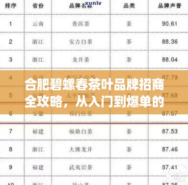 合肥碧螺春茶叶品牌招商全攻略，从入门到爆单的实战指南